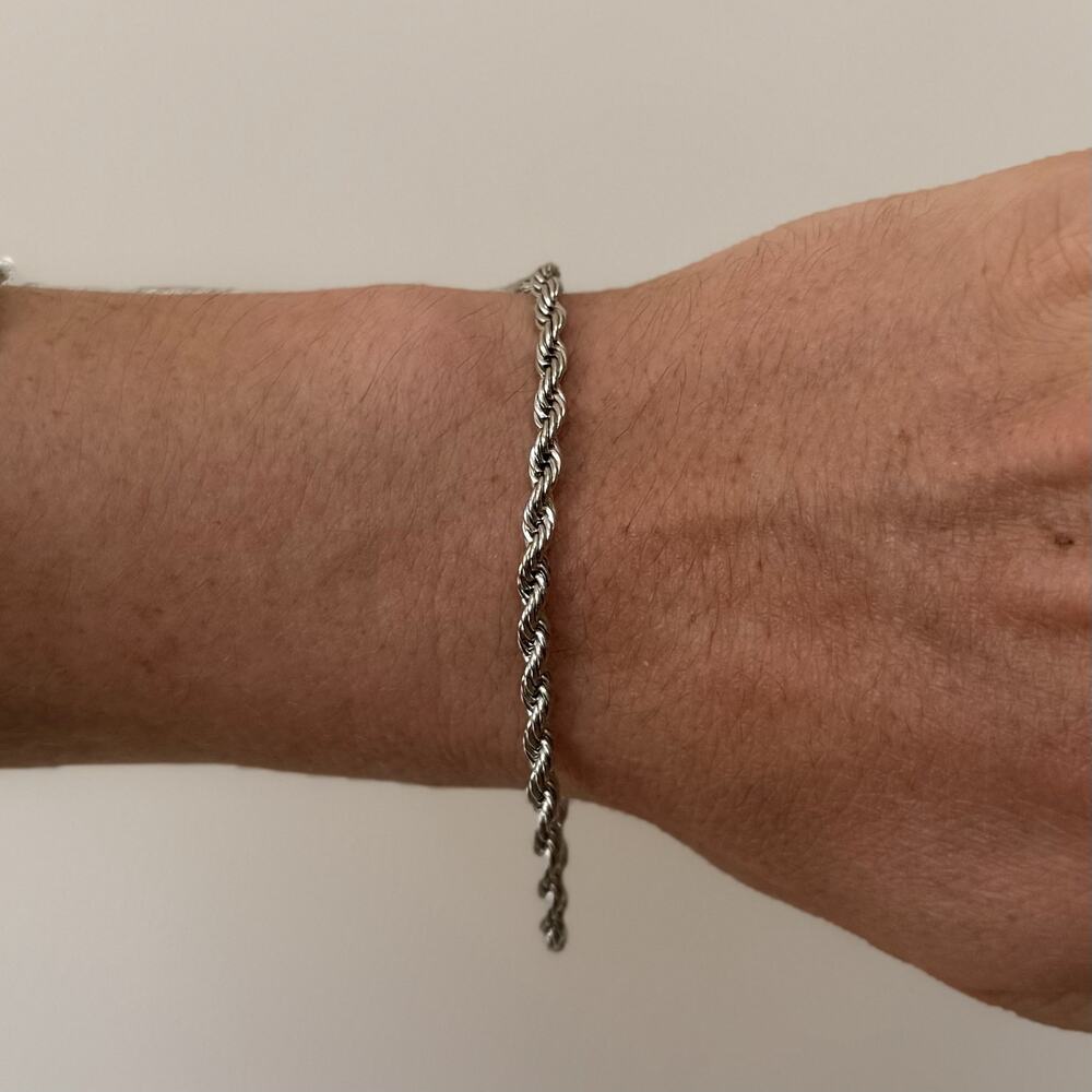 Y2K Silver Rope Chain Bracelet Minimalist Jewelry Unisex Dainty Modern Accessory